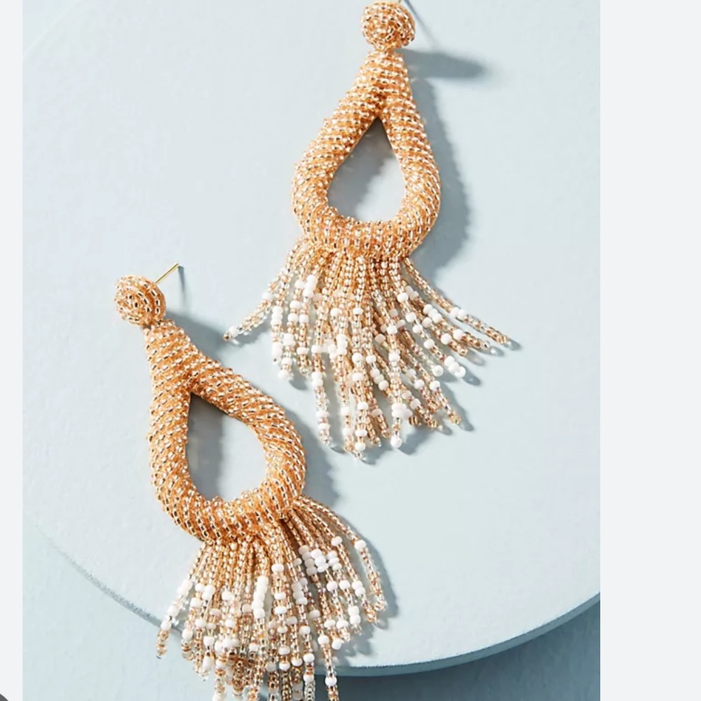 Anthropologie Jasmine Fringe Drop Earrings